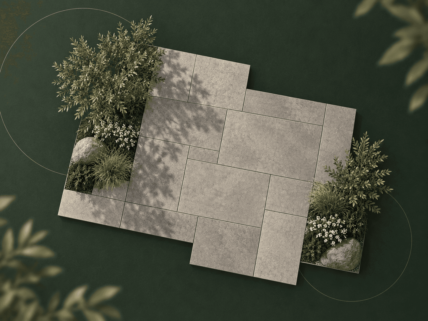 Belægningsflader og beplantning i TegnProjekts visuelle stil